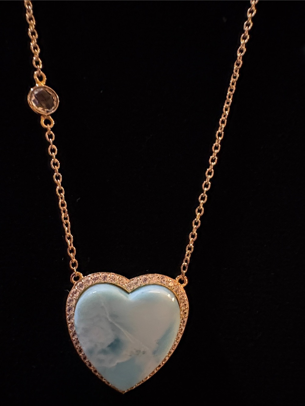 Beautiful large heart necklace with turquoise stone.